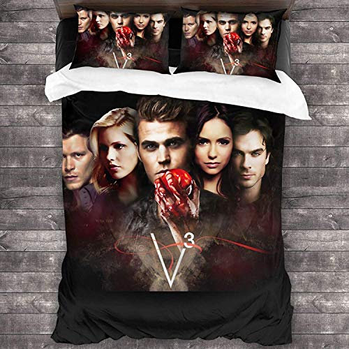 ANSSON The Vampire Diaries Bettwäsche-Sets,Damon Salvatore Kinder Bettbezüg und 2 Kissenbezug,Schlafzimmer dekorative Bettwäsche Hypoallergen (Single 135x200, Damon1)