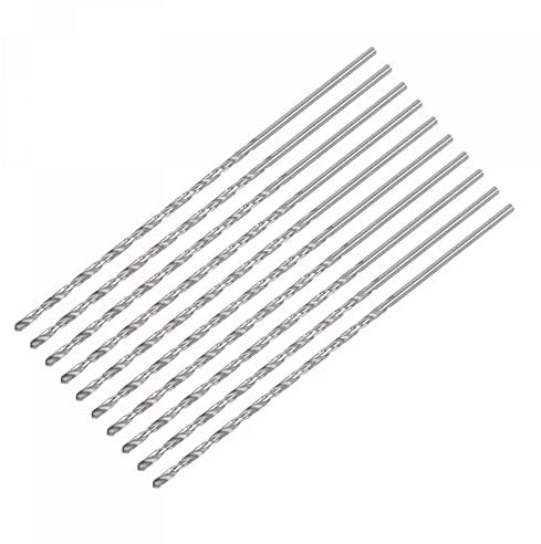 sourcing map 10 Pcs 2mm Mini Micro Forets Hélicoïdaux Haute Vitesse Acier Droit Tige Extra Long Perceuse Pointe 100mm pour Aluminium Alliage