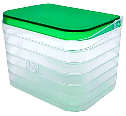 AC – Saleros Modelo Original Transparente - Fabricado en Plástico -Apto para Uso Tanto como salero y azucarero Cocina - 10,2 x 14,5 x 10,3 cm – Color Verde