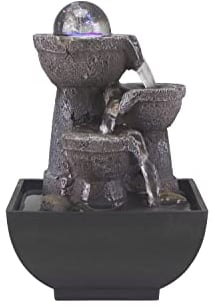 BEPER P201UTP200 Zimmerbrunnen Wasserfall mit Beleuchtung – Zimmerbrunnen Zen, Harz/Schwarz, klein
