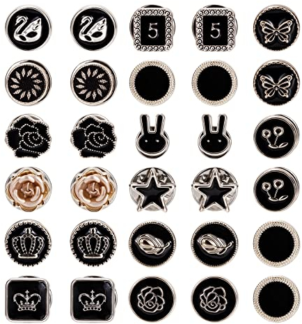 Boutons de Broche de Chemise pour Femme Broche de Sécurité Pin de Bouton Couvrant pour Vêtements Jeans Foulards Décoration 30 Pièces
