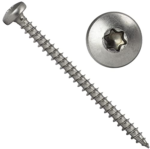 OPIOL QUALITY® Spanplattenschrauben mit Rundkopf und verstärktem Kopf TORX 4x30 mm aus Edelstahl A2 V2A (50 Stück) Linsenkopfschrauben TX Vollgewinde Holzschrauben