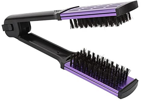 Clamp Flat Brush, Clamp Hair Brush Hair Straightening Brush, Straightener Detangler Brush, Double Sided Artificial Bristle Breathability