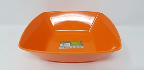 Foglish Home & Garden 4 x Eco Plastic Medium Square Bowls 19cm Pastel Colours Party Picnic Reusable (Orange)