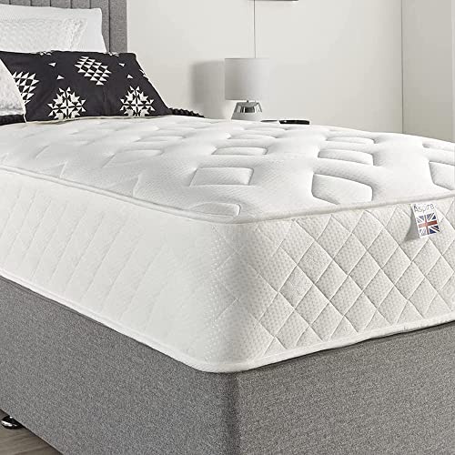 Aspire Beds Comfort Plus Aspire-Cool Touch Memory-Foam Bonnell-Federfedern Value Hybrid Matratze, Schaum Polyester Baumwollmischung, Weißer Rand, Small Single