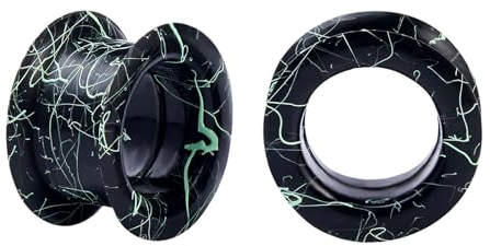 Longbeauty 1 Paar Silikon Ohrpiercing Ohr Tunnel Flesh Expander Stretcher Earlets Plug Gauges Double Flared Hart für Ohrläppchen, Schwarz/Grün, 22MM