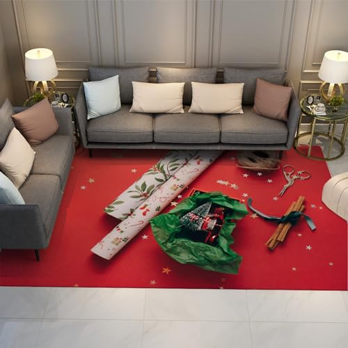 CIHCOHOME Roter Teppich Weihnachtstapeten Zimt und Geschenk Teppich für Weihnachtsfeier Wohnzimmer Schlafzimmer Büro Bereich Teppich mit Gummirücken 60x110cm
