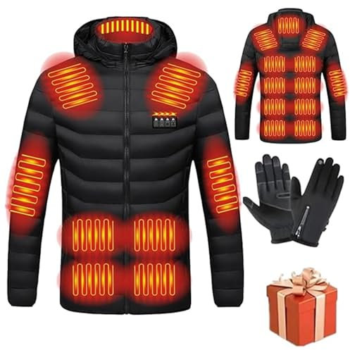 Veste Chauffant pour Hommes Et Femmes,Manteau Doudoune Chauffant Homme à Capuchon Veste Chauffante Électrique USB Vêtement de Chauffage avec 19 Zones de Chauffé