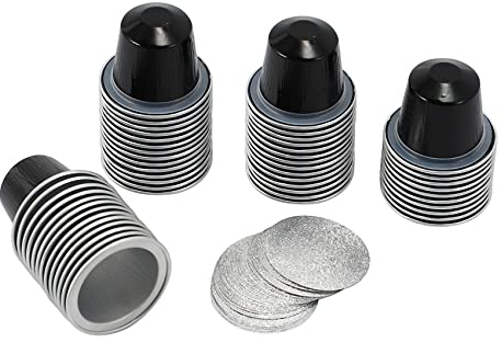 Xtahdge Lot de 50 capsules de café rechargeables pour capsules de café jetables Noir