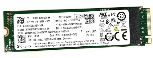 SSD de rechange NVMe Disque SSD Interne pour SK Hynix HFM512GD3JX013N BC et HP M16786-001 512 Go Mémoire Interne