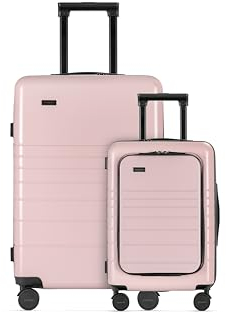 ETERNITIVE - Set de 2 Valise - Petit et Grand | Polycarbonate & ABS | Taille: 54 & 74 cm | Serrure TSA | Valise a Roulette 360° | Bagage à Main 33L & 98L | Rose