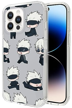 EWINRU Phone Case Jujutsu Compatible for Phone 14 13 15 12 11 Pro Max Kaisen Plus 6 6s 7 8 X Xs Xr Satoru Gojo Se 2022/2020 Baby Cute Case Cover Clear