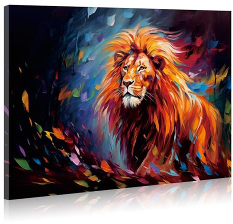 JBER Lion peinture murale sur toile, adapté à la décoration de salon, poster Home Decor, décoration animalière amusante, encadré, 60 X 40cm