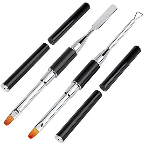 Pinceaux Polygel à Double Extrémité Brosse 2 in 1 Pinceau Nail Art Ongles Manucure Professionnel pour Gel UV Acrylique Extension 2 Pièces