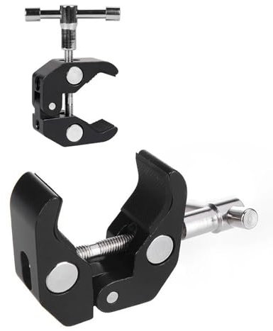 AORHOFJ 1 pezzo Morsetto per fotocamera, morsetto a braccio con filettatura da 1/4 e 3/8, morsetto per treppiede a sfera per supporto per telefono cellulare, morsetto super multifunzione