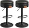 VASAGLE EKHO Kollektion - 360° drehbarer Barhocker, 2er Set, höhenverstellbarer Barstuhl, mit Stauraum, Kunstleder, Nähte, Mid-Century-Modern-Stil, Küche, Hausbar, einfache Montage, tintenschwarz