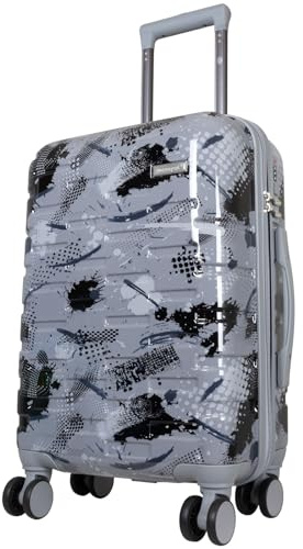 Trendyshop365 Hartschale Handgepäck klein Pescara mit Motiv 55cm 4 Rollen Silber