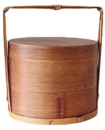 WEYFH Caja bento portátil de Madera Natural, Caja Bento Japonesa de Doble Capa, contenedor de Comida Vintage, preparación de Comida, Cesta de Picnic, artesanías Tradicionales