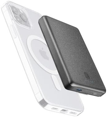 Cellularline - Powerbank MAG LITE 10000 - Caricabatterie portatile Wireless da 10000mAh - Tecnologia Mag Safe - Carica wireless 7.5W - Grigio