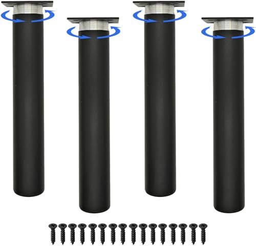 FETZCM 4 Stück Ersatz Möbelfüße Schwarz Metall, 20cm Tv Lowboard Möbelfüsse DIY Möbel Füße Tischbeine Schrankfüße Bett für Stühle Schrank und Sofa Möbelbeine (Schwarz, 20cm)