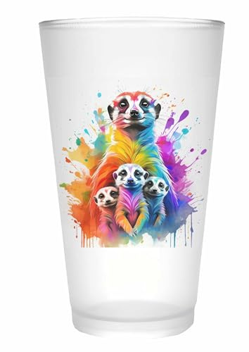 Merchandise for Fans Trinkglas |Saftglas | Glas | Becher | matt | 450ml - Wildtier Afrika Erdmännchen 67