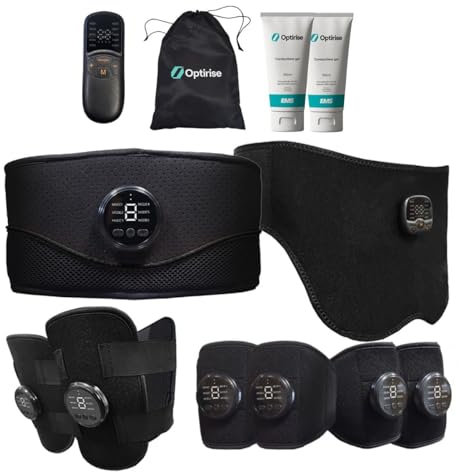 Optirise® - EMS Trainer - EMS Bauchmuskultrainer - Potrainer - Beintrainer - Wadentrainer - Armtrainer - EMS Gerät - EMS Trainingserät - Für Männer und Frauen - EMS Anzug - Ganzkörper Muskelaufbau