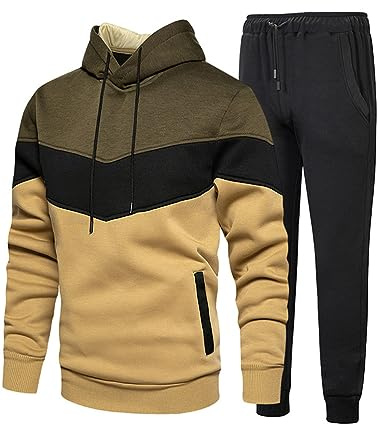 FTCayanz Tuta Uomo Completa Tute da Ginnastica Set Sportiva Pullover Felpa Con Cappuccio e Jogging Pantaloni 2 Pezzi