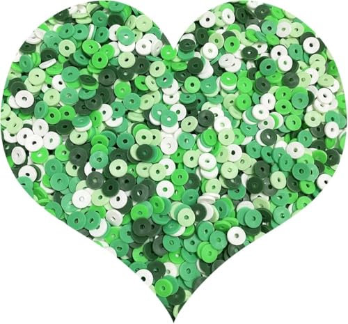Heishi-Perlen aus Modelliermasse, flache Perlen für Schmuckherstellung, Ohrringe, Armbänder, Halsketten, 2000 Stück (gemischtes Grün)