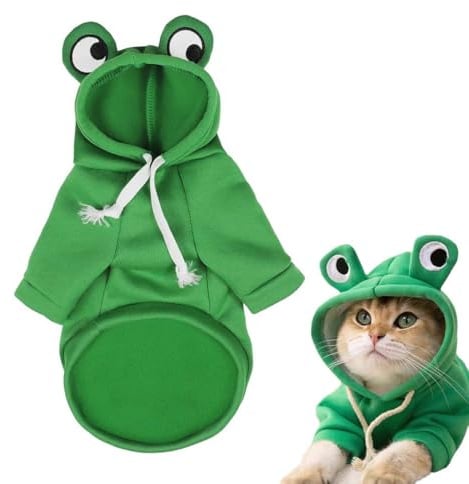 XOXVURI Hoodies For Dogs Frog Coat Animals Winter Dog Costume Frog Pet Clothes For Cats Small Medium Dogs Suitable For 6-9 Pounds Green M