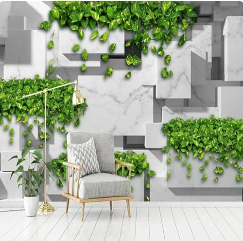 kfjhgbdshhj 3D Photo Wallpaper Green Leaf Abstract Geometric Lattice Mural Living Room Bedroom Home Decor,3D,430x300cm