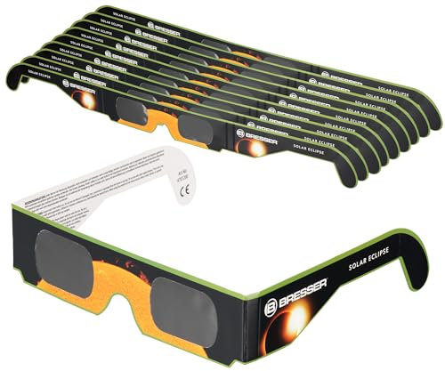 Bresser Sonnenfinsternis-Brille (10 Stück) zur sicheren Beobachtung der Sonne, mit hochwertiger Weißlichtfilterfolie, entspricht ISO 12312-2:2018