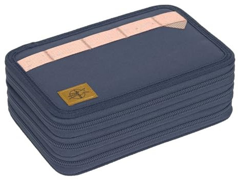 LÄSSIG Unique School Triple Pencil Case Slim Navy
