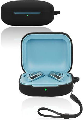 Protective cover for Oneplus Buds 3 Wireless Earbuds, Soft Silicone Case with lanyard - Skin-friendly & Durable,Black