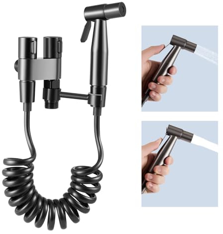 Set di spray per bidet per la toilette,spruzzatore a mano per bidet per la toilette, con accessori completi,doccetta per WC, porta WC in acciaio inox il bagno degli animali domestici