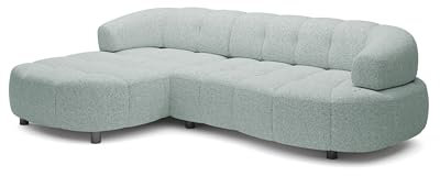 DomoHome ECKSOFA WESPER S - Eckcouch Mit Elektrischer Sitzverstellung, L-förmig, Freistehend, Relaxfunktion, Avangarde Collection, 183x284x79 cm Linke Seite Minze