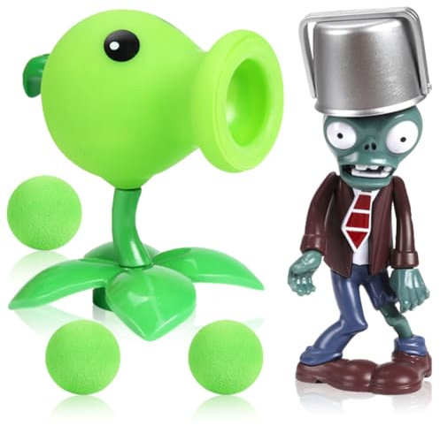 DKLQXCE Juego de Figuras de Plantas, Pea Zoombie Juguetes, 2 PCS Figuras Plantas,Zommbie Mini Juego De Figuras, Mini Juego Decoración de Personajes Anime Cake Toppers para Niños Cumpleaños