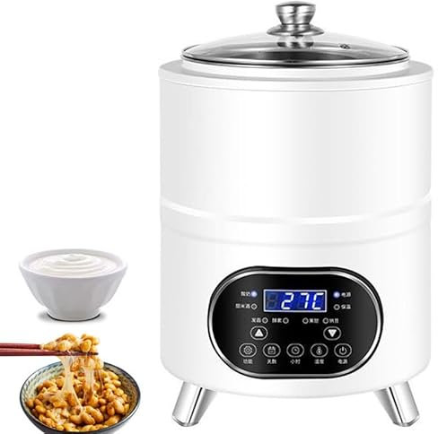 Yogurtera comercial, Yogurtera probiótica de acero inoxidable con control de tiempo y temperatura, fermentación a temperatura constante de 360°, ideal para yogur casero con arroz natto,White-8L