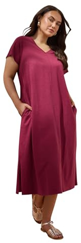EVANS Curve Red Premium Cotton Dress - Women's - Plus Size Curve