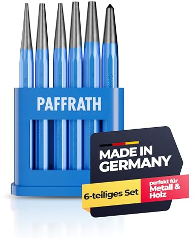 Paffrath® Durchtreiber- und Körnersatz 6-teilig – Präzise geschliffene Spitzen für exakte Markierungen – Hochwertiger Chrom-Vanadium-Stahl für maximale Haltbarkeit – Made in Germany
