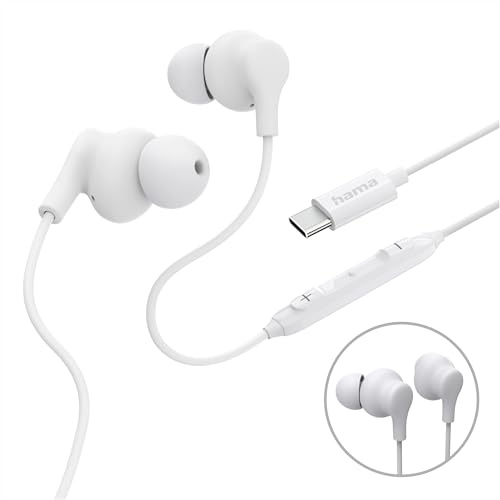 Hama Kopfhörer Curly, In-Ear, Mikrofon, Kabelknickschutz, USB-C, Weiß