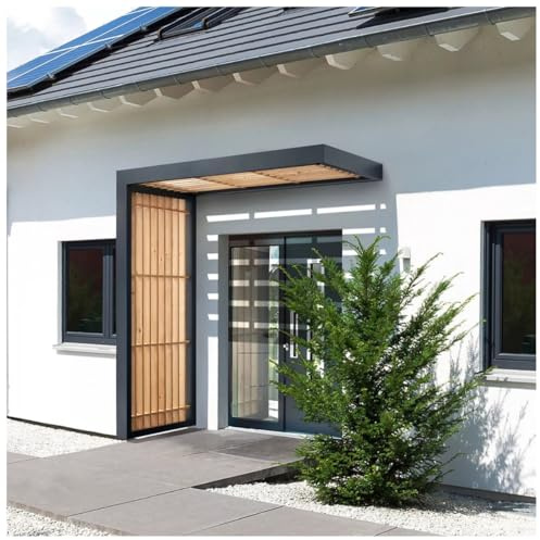Gutta Vordach für Haustür - Türüberdachung mit Seitenanteil - Sonnenschutz & Regenschutz für Eingangstür - Sicherheitsglas - Pultvordach Eingangsbereich - Vordach mit Seitenteil 200 x 90