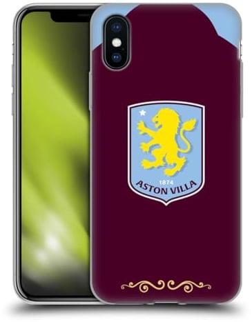 Head Case Designs Offizielle Aston Villa Football Club Home 2025/26 Wappen-Set Gelhülle [Militärischer Schutzgrad] Kompatibel Mit Apple iPhone X/iPhone XS Und Kompatibel Mit MagSafe