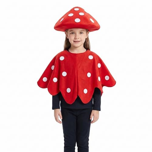 Supvox Pilzkappe Und Umhang Kostümset Für Kinder Und Erwachsene Pilz-Kostüm Für Cosplay Bühnenauftritte Und Weihnachtsfeiern 1 Satz Mit Pilzkappe Und Schal
