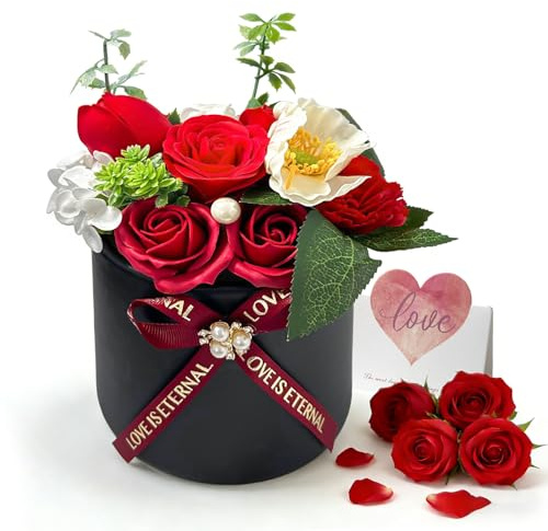 FIGCY Roses Éternelles Boîte Cadeau - Roses Rouges infinies pour Les Femmes, Coeur en boîte pour Fête des Mères, Anniversaire, Saint-Valentin, Anniversaire de Mariage, Noël