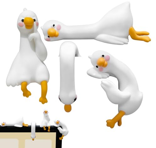 Bezijhr 4Packs Computer Monitor Figurine, 5.5x2.7cm Resin Geese Computer Monitor Decor Figurine, 3d Geese Dashboard Decorations, Funny Computers Decor For Office Desk, Car Dashboard