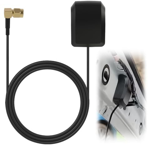 GPS Antenne Auto SMA Stecker Aktiv 3M Kabel Wasserdicht mit Magnetfuß, GPS Antenne Magnetisch für Autoradio Navigation Head Unit, Marine GPS Antenne Wasserdicht für Auto LKW IoT Router GPS System