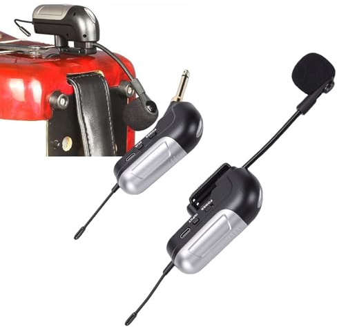 YUEHISY Microfonico Wireless per Fisarmonica, Doppio Microfono per Strumenti UHF, Acquisizione Audio a 360°, Segnale Stabile Fino a 30 M, Autonomia 6 Ore, per Concerti Dal