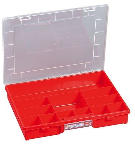 Sortimentskasten 12 Fächer, EuroPlus Basic 37/12, rot, PP, stabiler Schnappverschluss