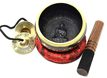 Hinky Imports handhamrad 18 cm tibetansk sjungskål och drake ring presentset