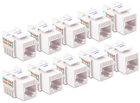 [UL Listed] Cable Matters 10-Pack Cat6 RJ45 Keystone Jack (Cat 6 / Cat6 Keystone Jack) in White